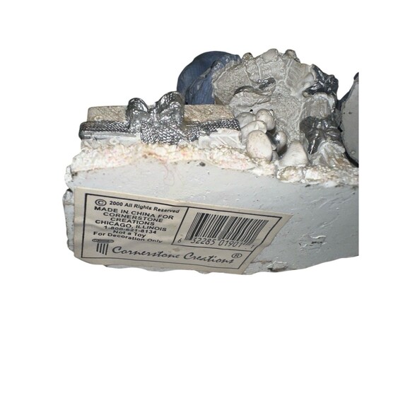 Snowman Candlestick Holder Set Blue White Winter Christmas Mantel Decor - Picture 10 of 11